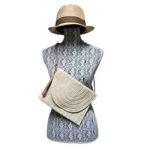 Straw fedora hat and crossbody bag set